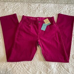St. John's Bay Straight Corduroy Pants Women's Size 4 Mid Rise FESTIVAL FUCHSIA